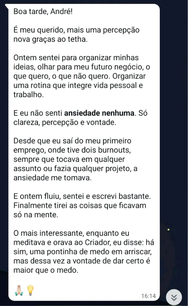 Depoimento de cliente do André Castro